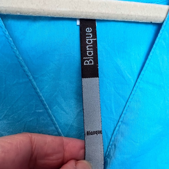 Blanque Button Top Womens 2 Large/XL  Designer Boxy Oversized Blue - Picture 5 of 7